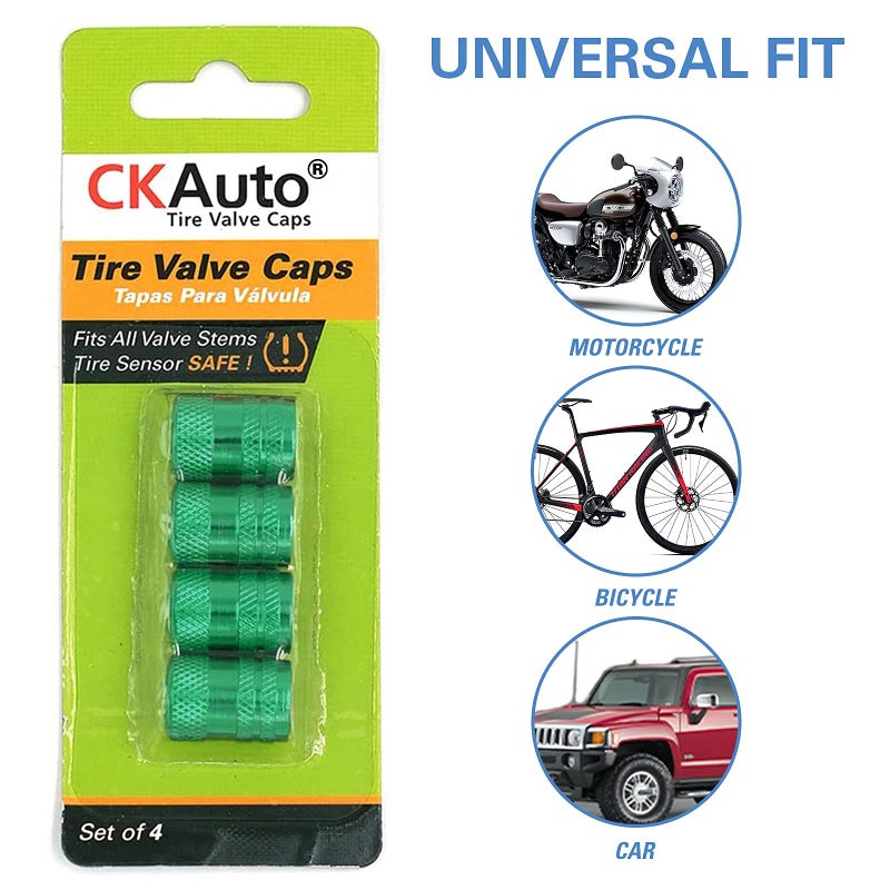 CKAuto 4 Pcs Aluminum Tire Valve Stem Caps with N2 Nitrogen Logo, Universal Stem Covers for Cars, SUVs, Bike and Bicycle, Trucks, Motorcycles | TPMS Safe | Corrosion Resistant | Dust Proof, Green - Image 5
